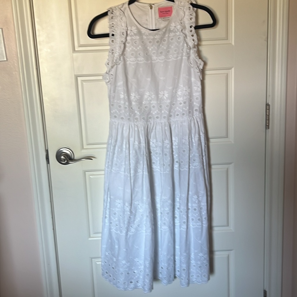 White Kate spade embroidered sleeveless dress